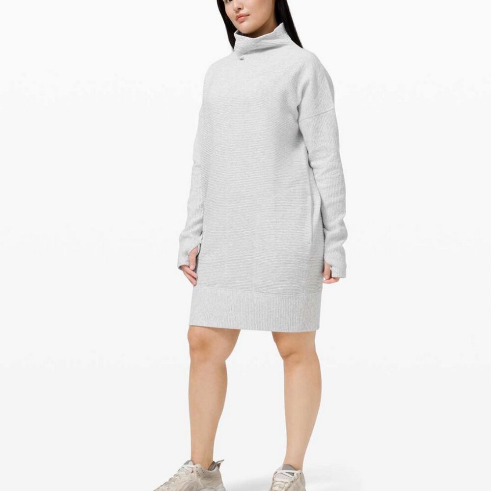 EUC Lululemon Call for Cozy Dress Women's 12 Heathered Core Ultra Light Grey XL